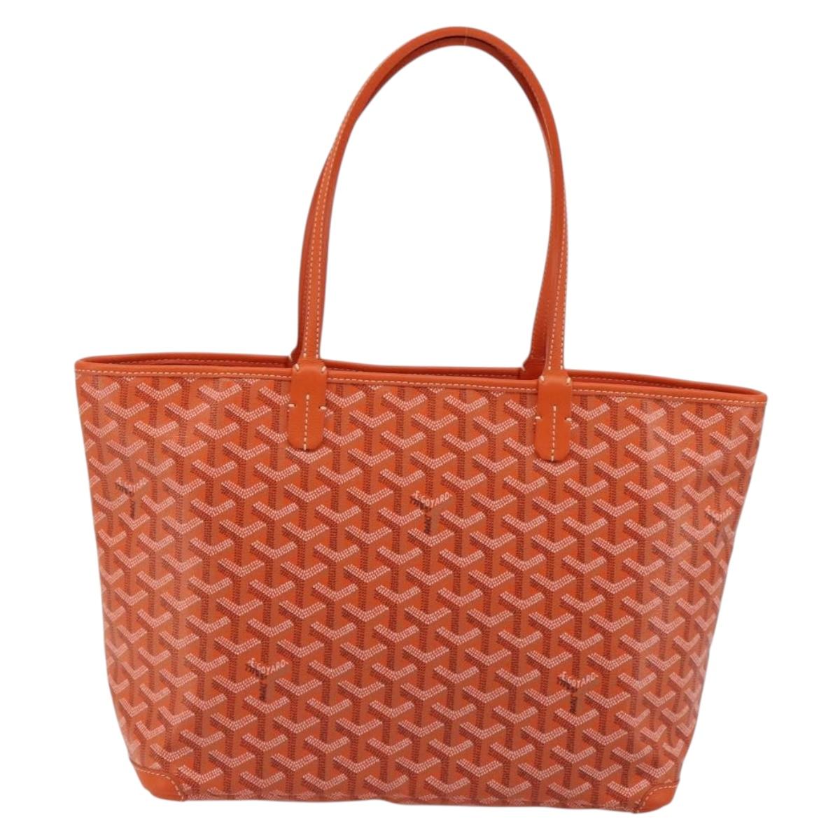GOYARD Herringbone Artois PM Tote Bag PVC Leather Orange Auth am11996SM