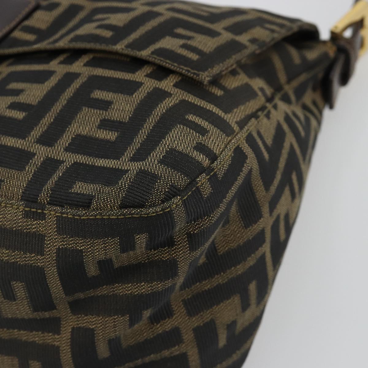 FENDI Zucca Canvas Mamma Baguette Shoulder Bag Brown Black Auth am12000A