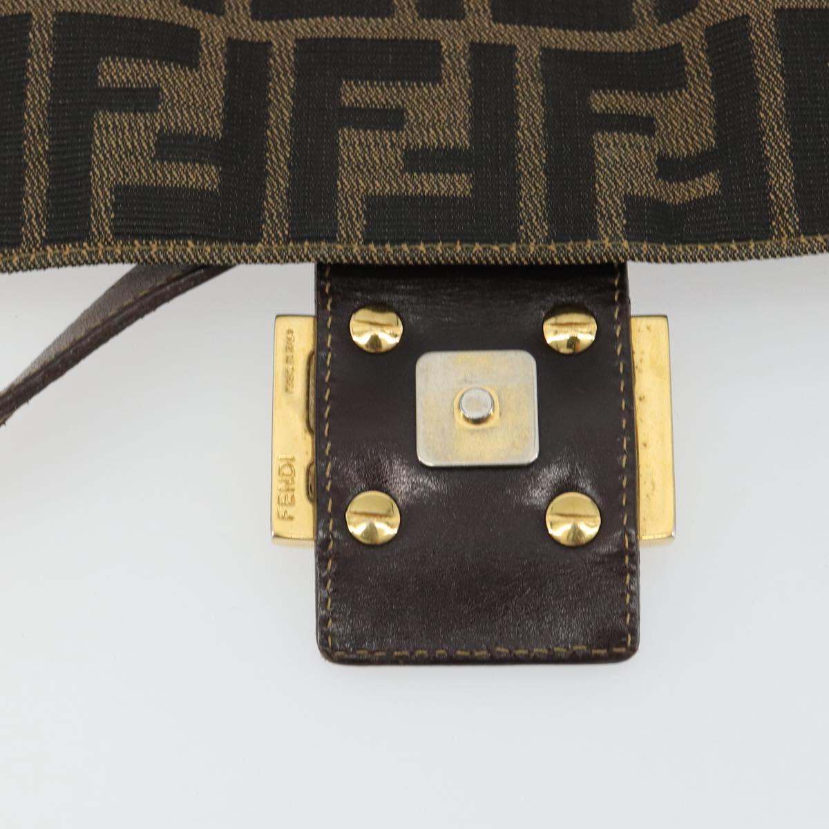 FENDI Zucca Canvas Mamma Baguette Shoulder Bag Brown Black Auth am12000A