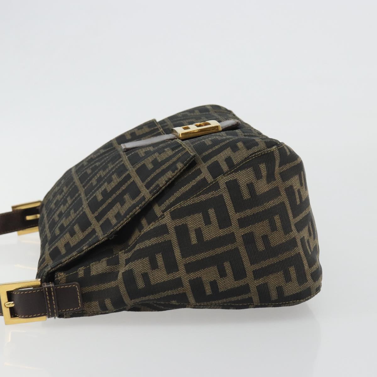 FENDI Zucca Canvas Mamma Baguette Shoulder Bag Brown Black Auth am12000A