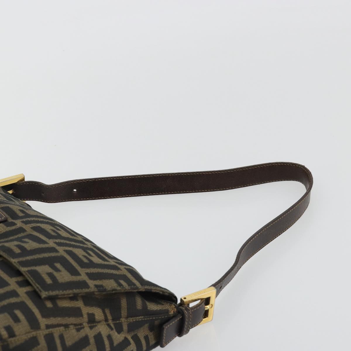 FENDI Zucca Canvas Mamma Baguette Shoulder Bag Brown Black Auth am12000A