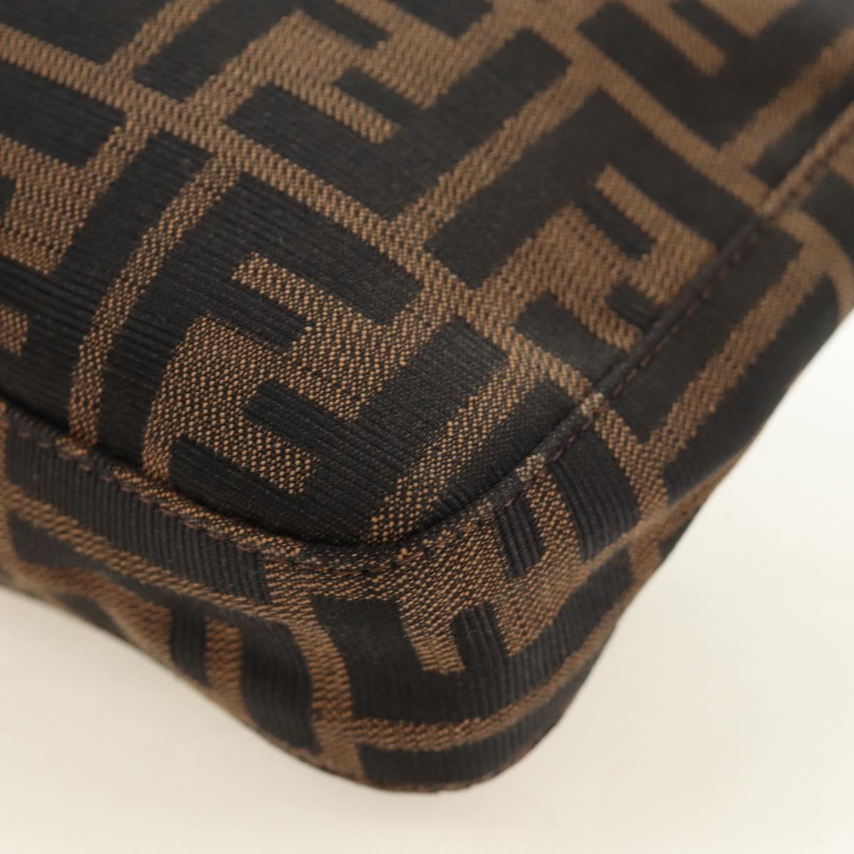 FENDI Zucca Canvas Mamma Baguette Shoulder Bag Black Brown Auth am12003V
