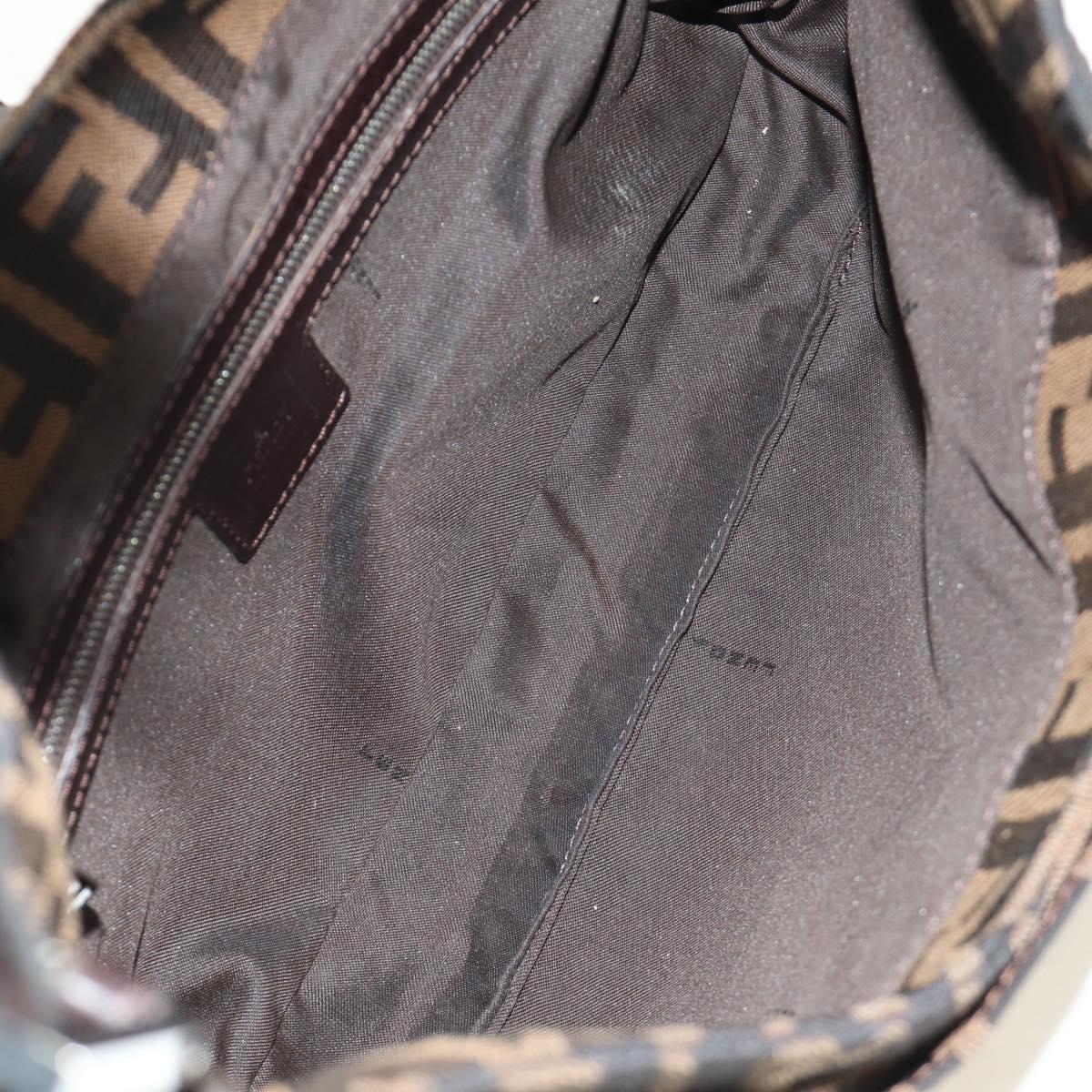 FENDI Zucca Canvas Mamma Baguette Shoulder Bag Black Brown Auth am12003V