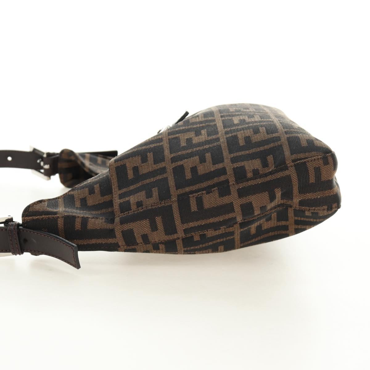 FENDI Zucca Canvas Mamma Baguette Shoulder Bag Black Brown Auth am12003V