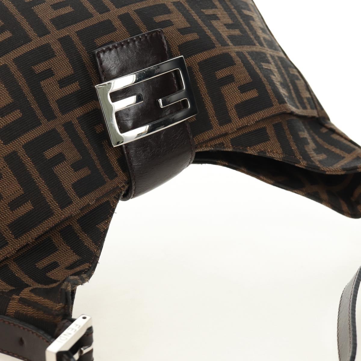 FENDI Zucca Canvas Mamma Baguette Shoulder Bag Black Brown Auth am12003V