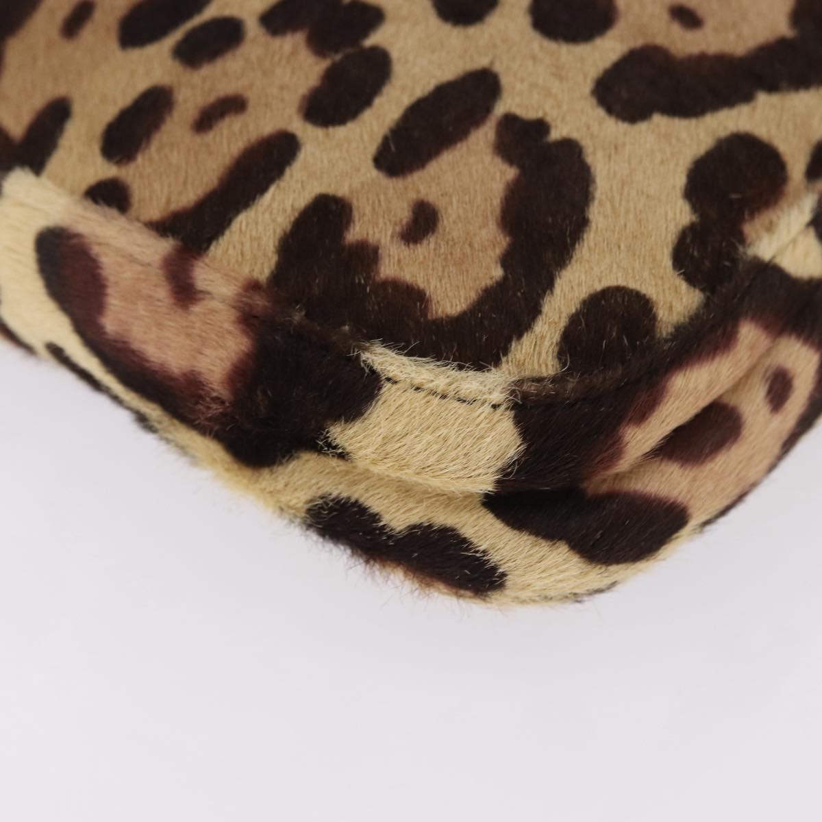 FENDI Leopard Mamma Baguette Bag Harako leather Beige Silver Auth am12004SM