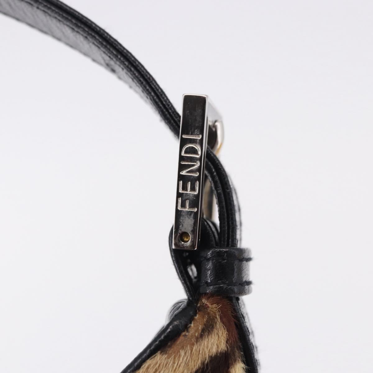 FENDI Leopard Mamma Baguette Bag Harako leather Beige Silver Auth am12004SM