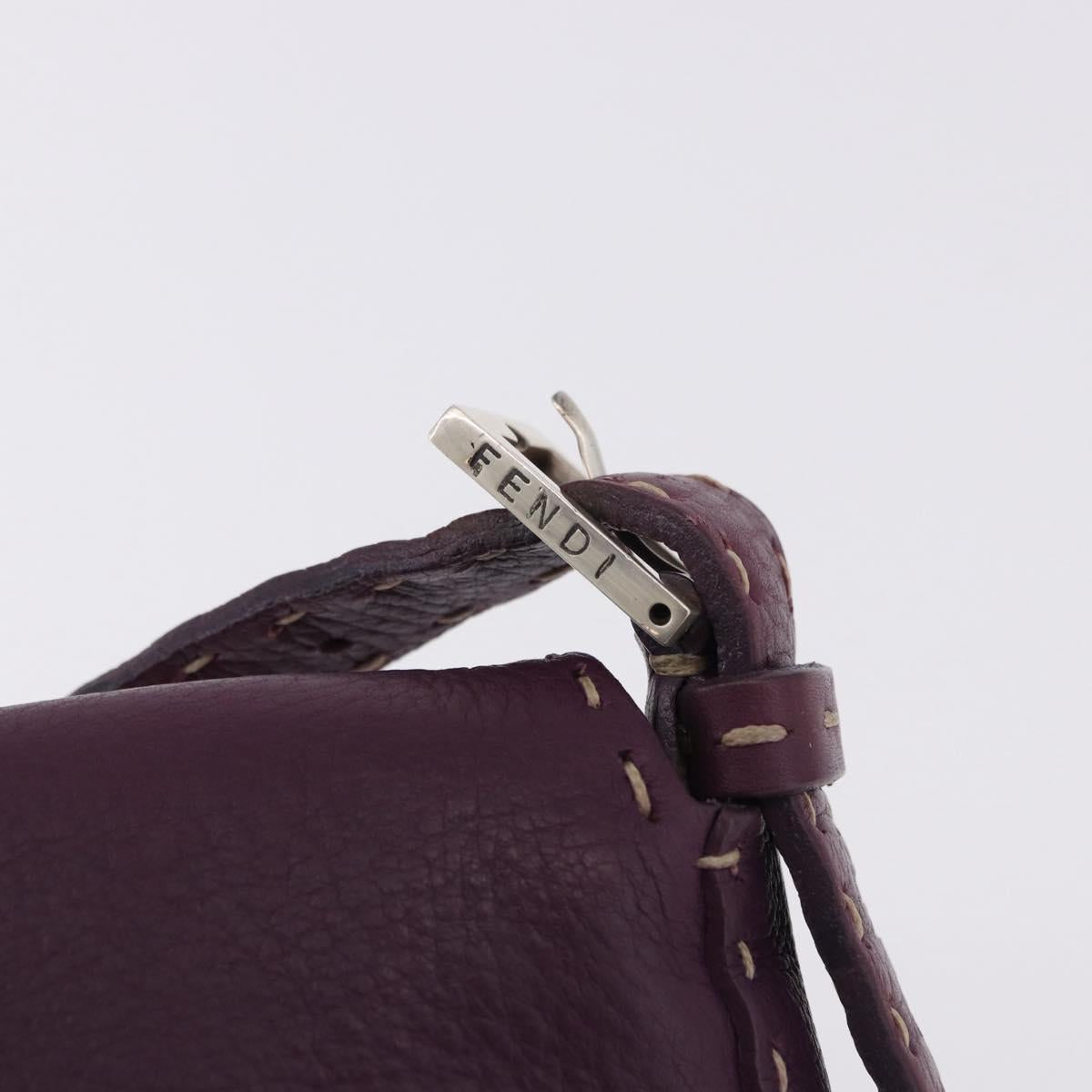 FENDI Selleria Mamma Baguette Shoulder Bag Leather Purple Silver Auth am12005SAM