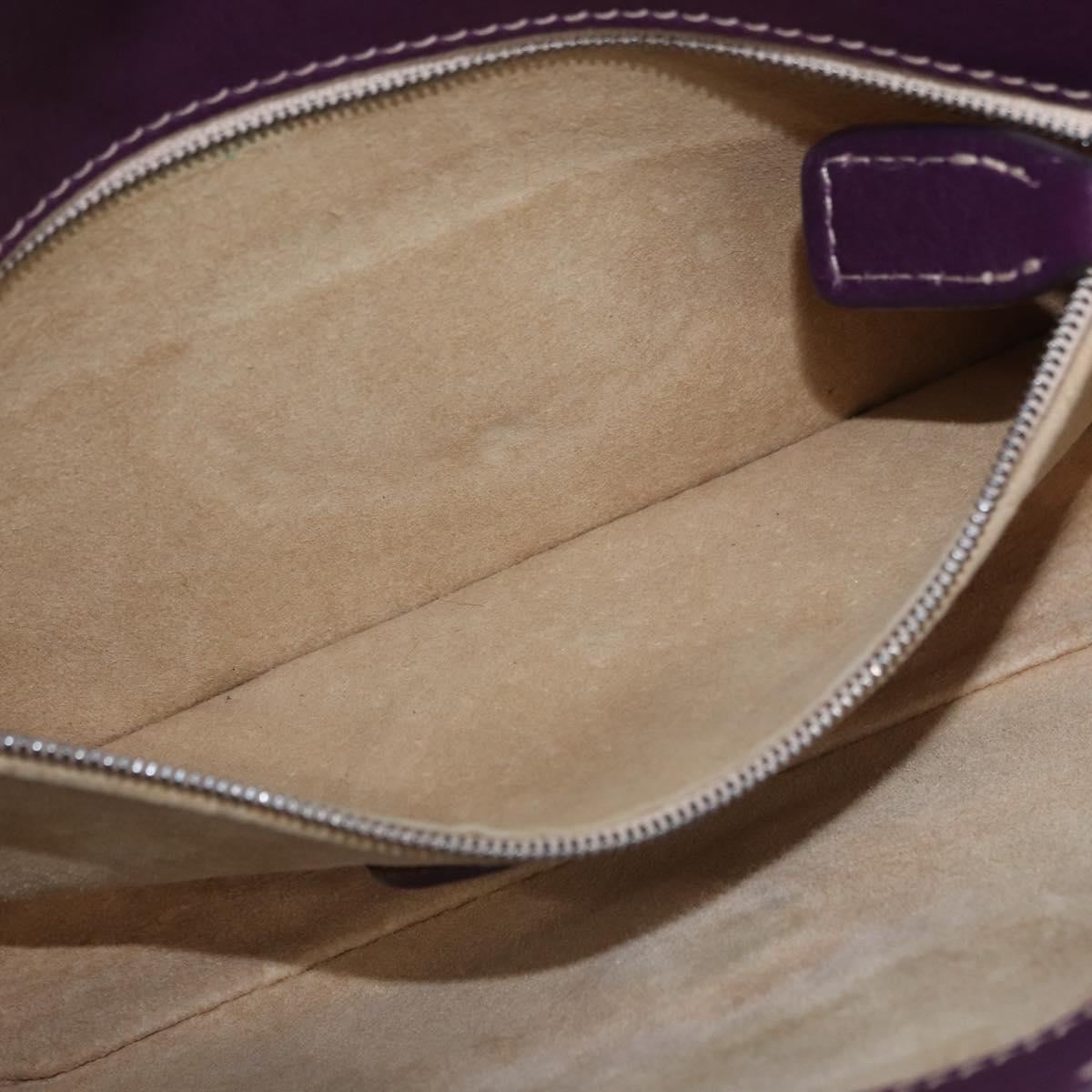 FENDI Selleria Mamma Baguette Shoulder Bag Leather Purple Silver Auth am12005SAM