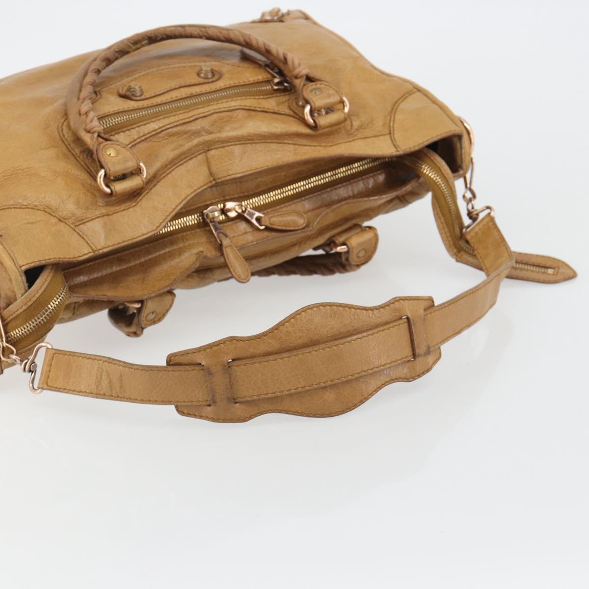 BALENCIAGA The Giant City Hand Bag Leather 2way Beige 281770 Auth am12006A