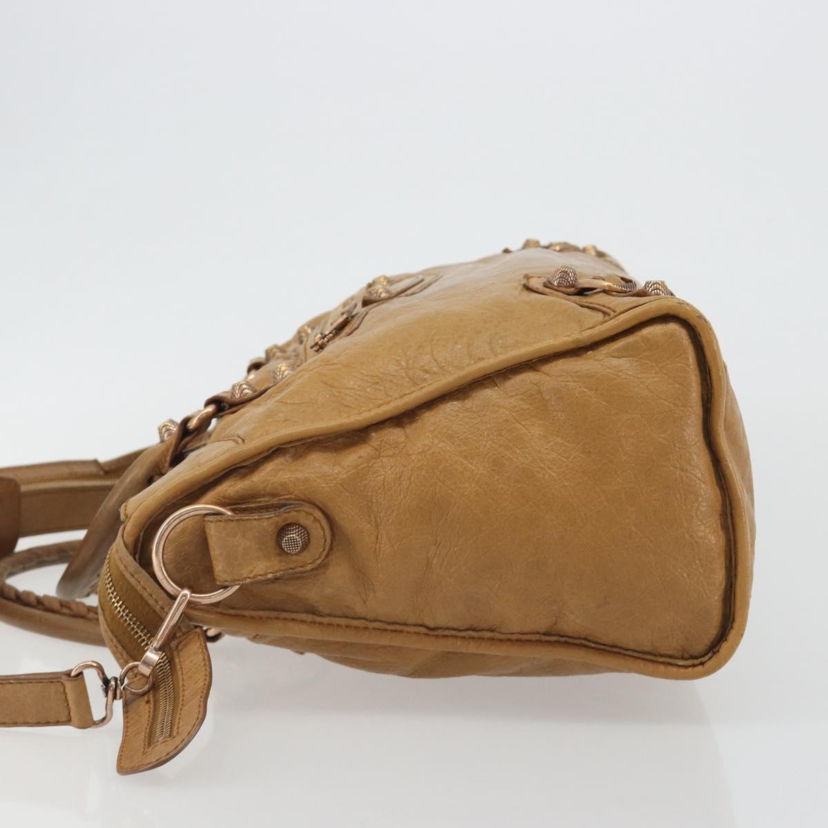 BALENCIAGA The Giant City Hand Bag Leather 2way Beige 281770 Auth am12006A