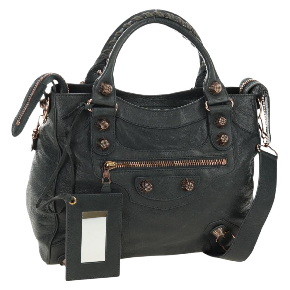 BALENCIAGA Giant Vero Hand Bag Leather 2way Gray 263244 Auth am12009SAM