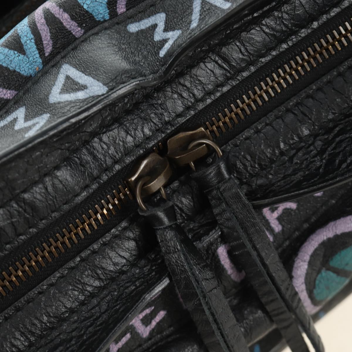 BALENCIAGA Graffiti The City Hand Bag Leather 2way Black 115748 Auth am12010SAM