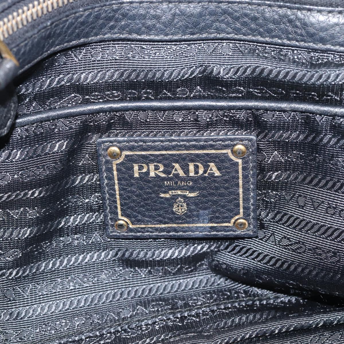 PRADA Hand Bag Nylon Leather 2way Black Gold Auth am12012