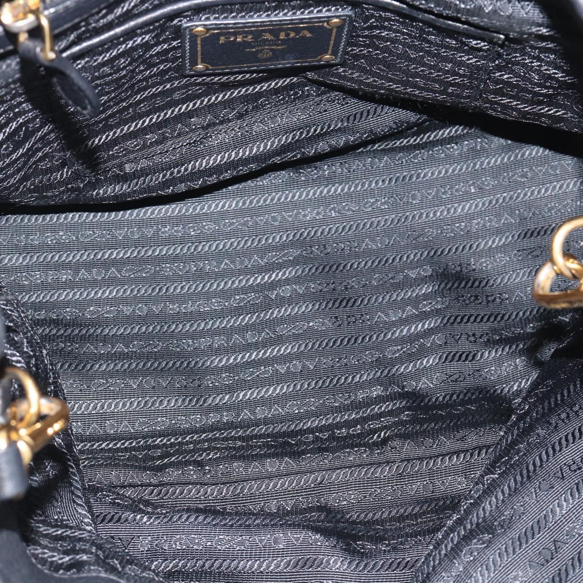 PRADA Hand Bag Nylon Leather 2way Black Gold Auth am12012