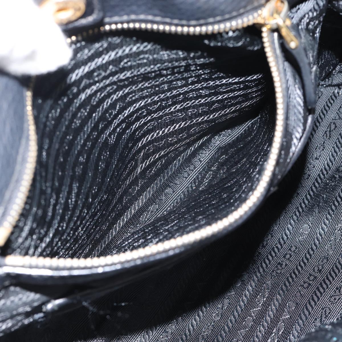 PRADA Hand Bag Nylon Leather 2way Black Gold Auth am12012