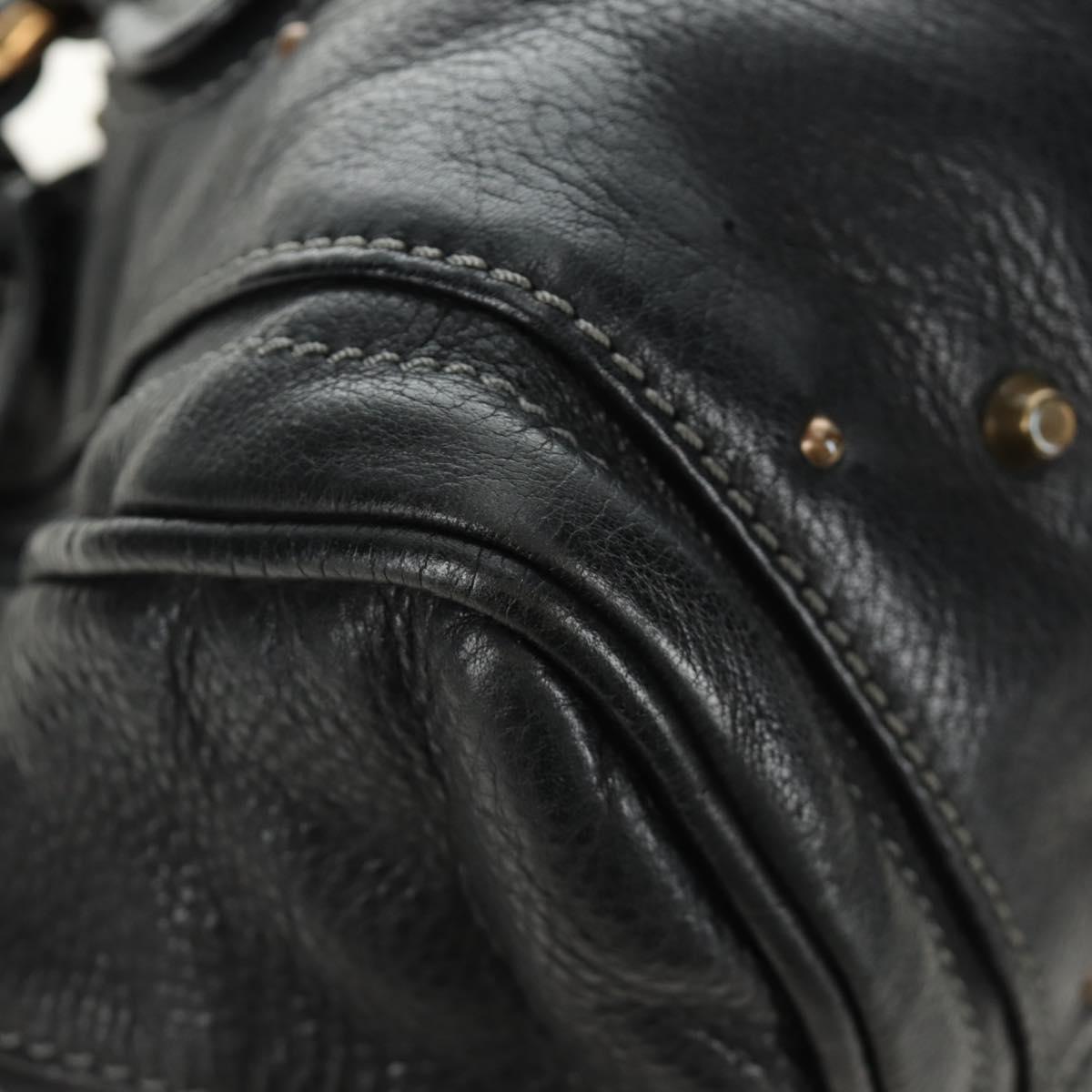 Chloe Paddington Hand Bag Leather Black Gold Silver Auth am12013SAM