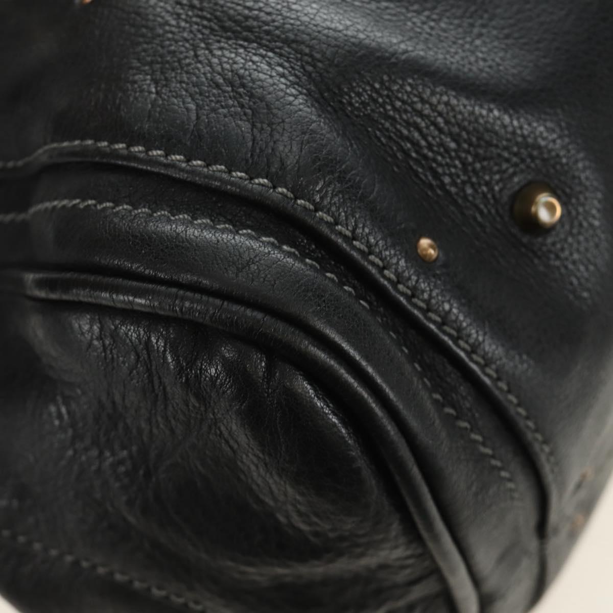 Chloe Paddington Hand Bag Leather Black Gold Silver Auth am12013SAM