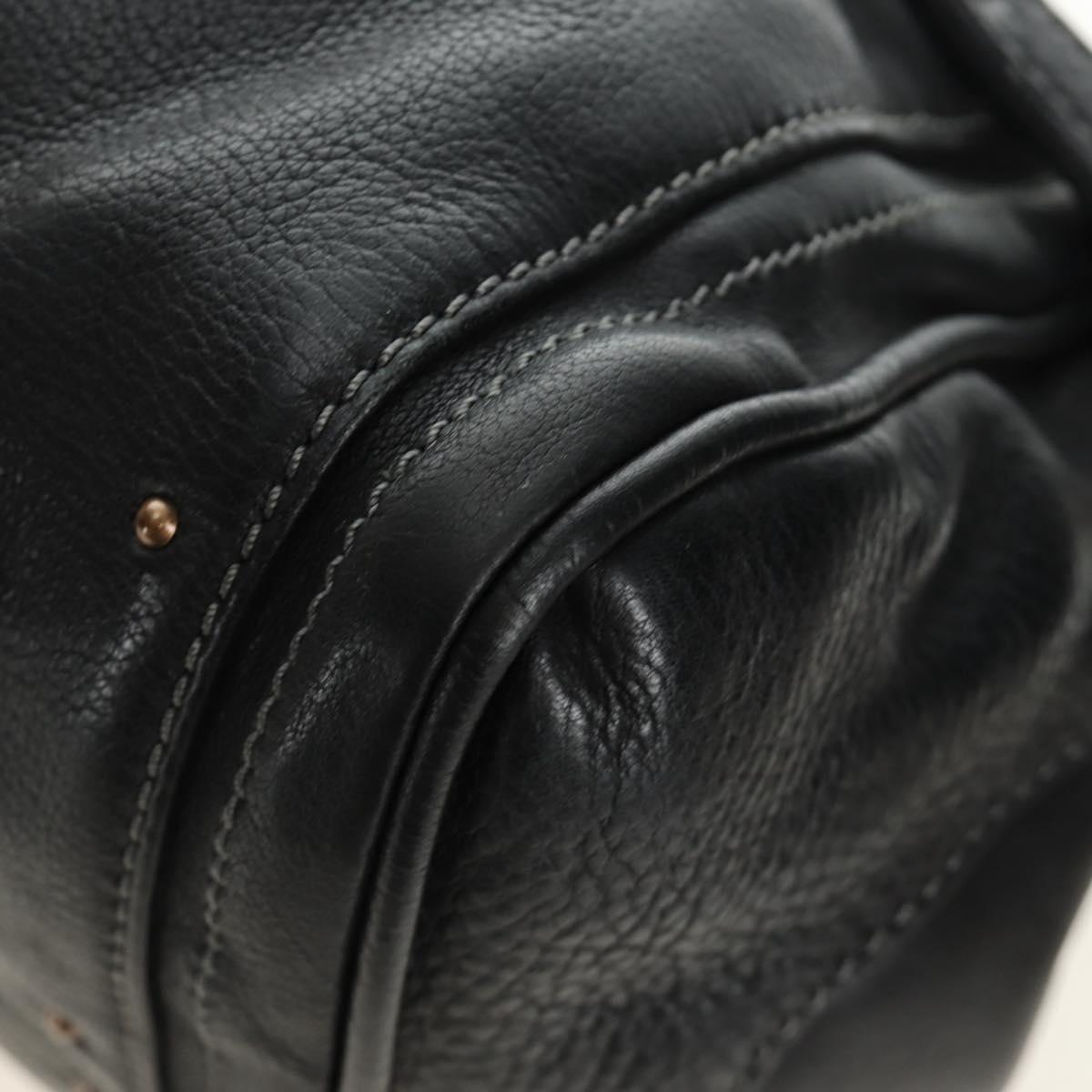 Chloe Paddington Hand Bag Leather Black Gold Silver Auth am12013SAM