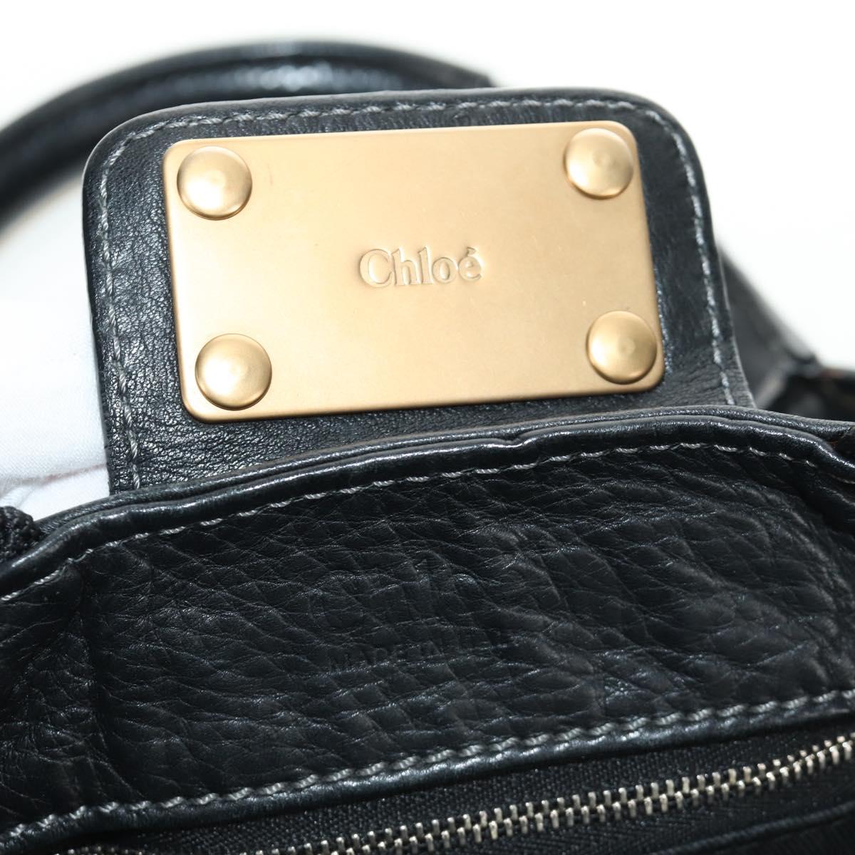Chloe Paddington Hand Bag Leather Black Gold Silver Auth am12013SAM