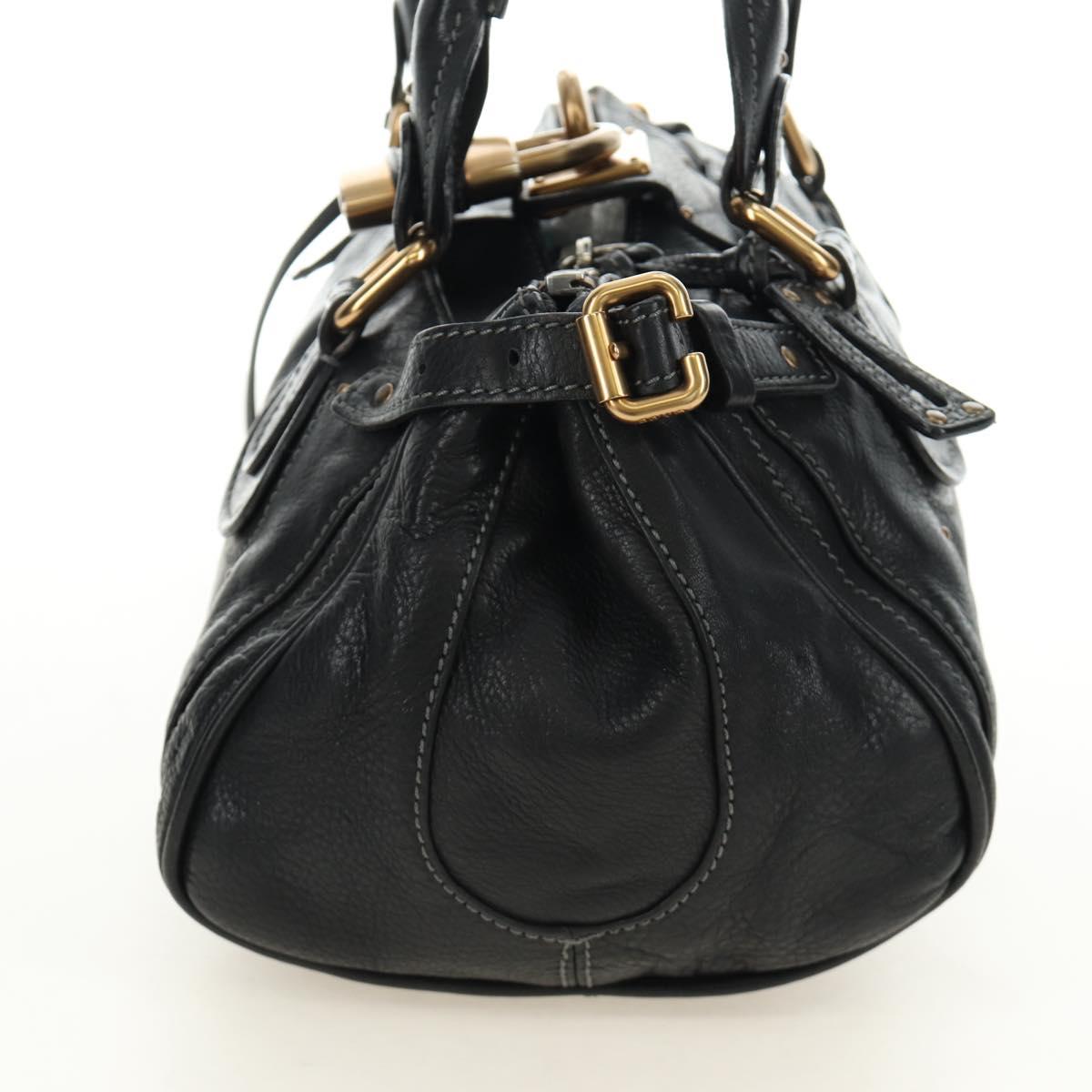 Chloe Paddington Hand Bag Leather Black Gold Silver Auth am12013SAM