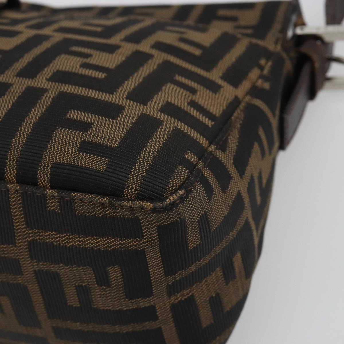 FENDI Zucca Canvas Mamma Baguette Shoulder Bag Brown Black Auth am12016A