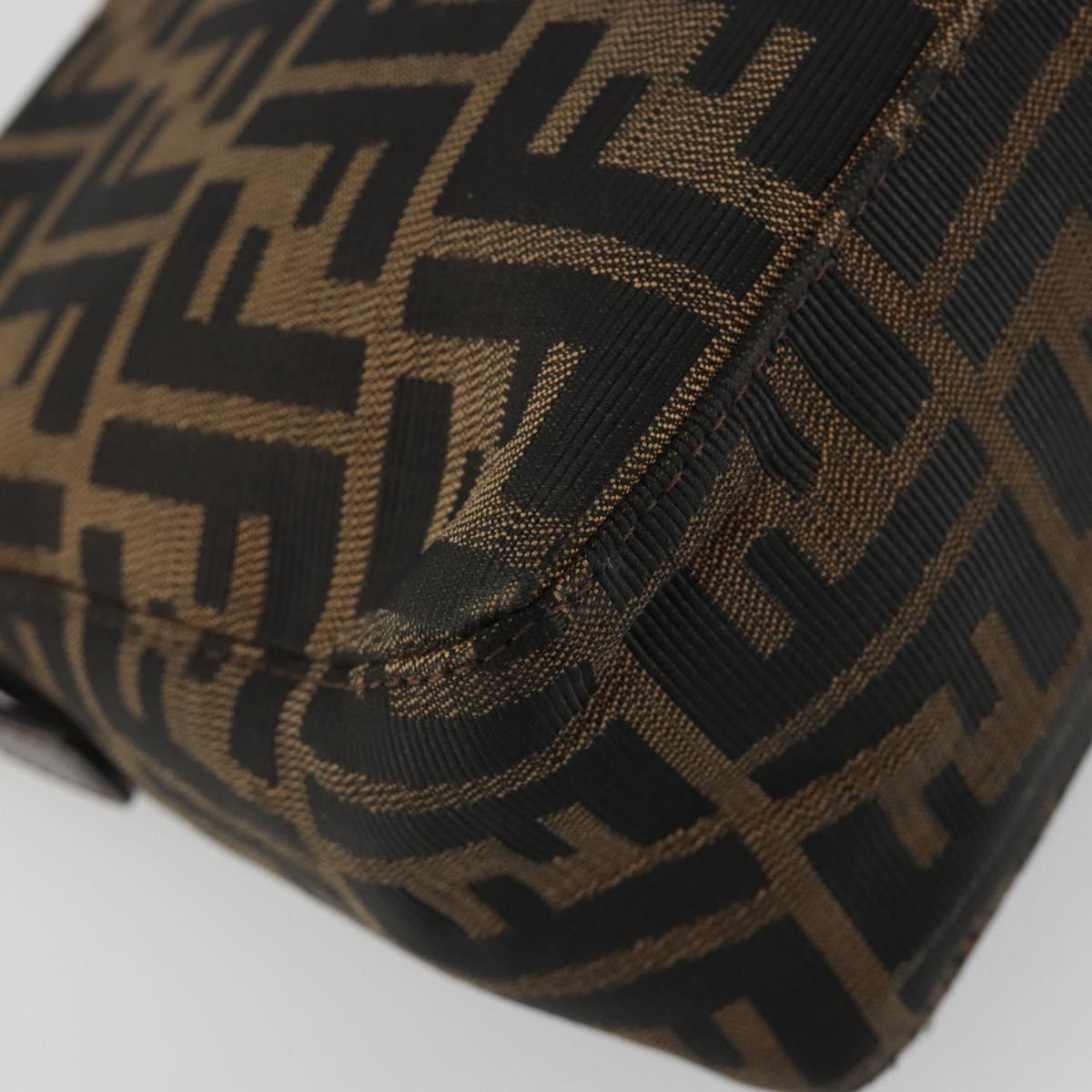 FENDI Zucca Canvas Mamma Baguette Shoulder Bag Brown Black Auth am12016A