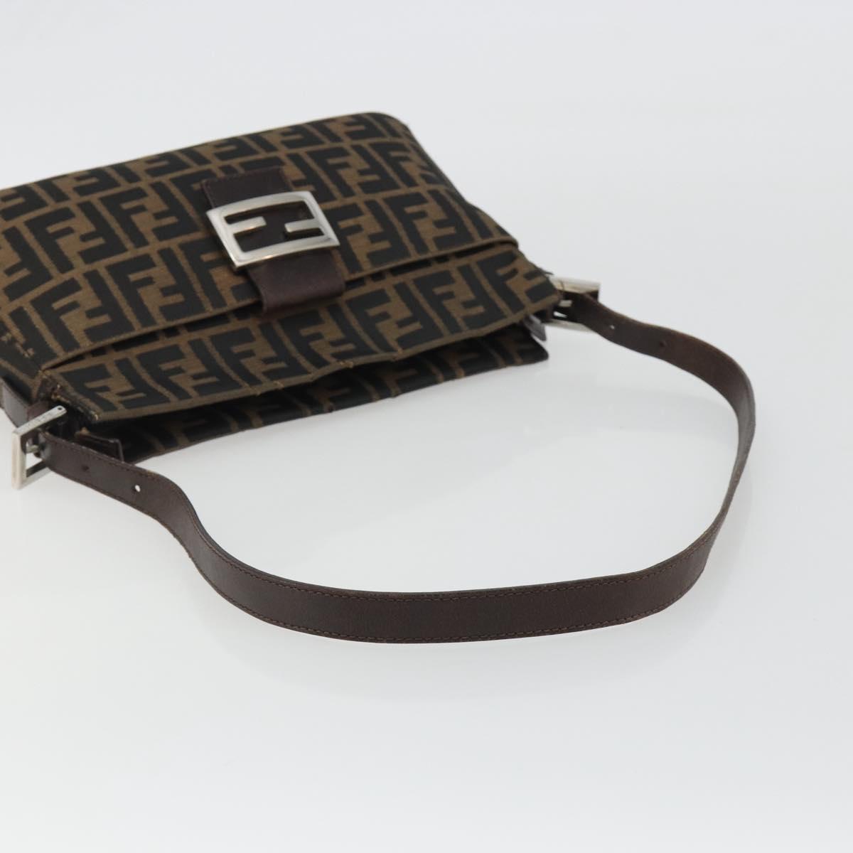 FENDI Zucca Canvas Mamma Baguette Shoulder Bag Brown Black Auth am12016A