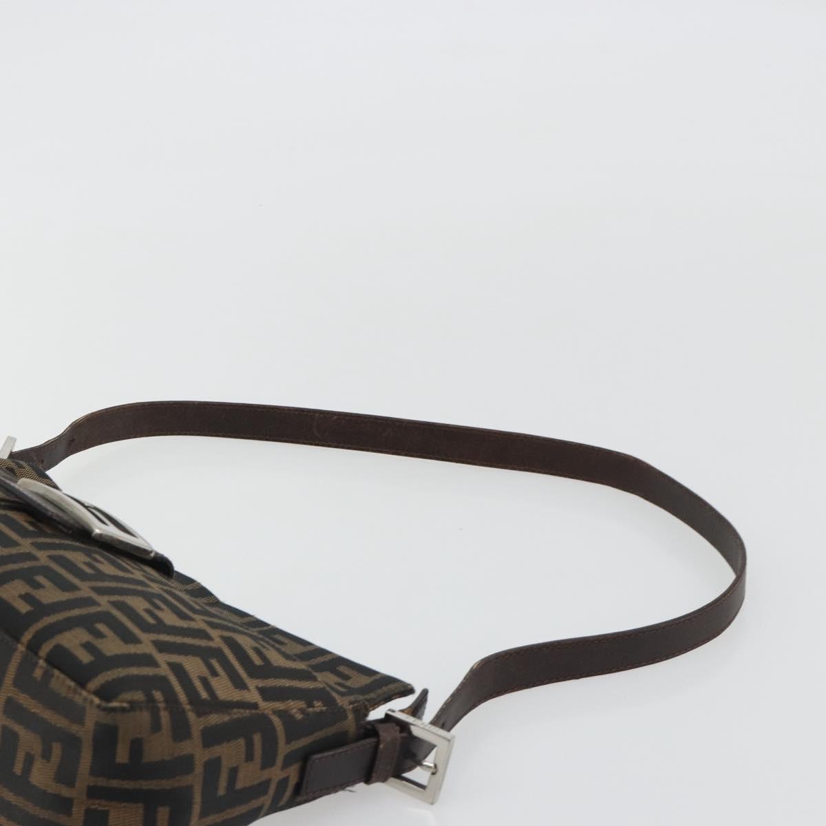 FENDI Zucca Canvas Mamma Baguette Shoulder Bag Brown Black Auth am12016A