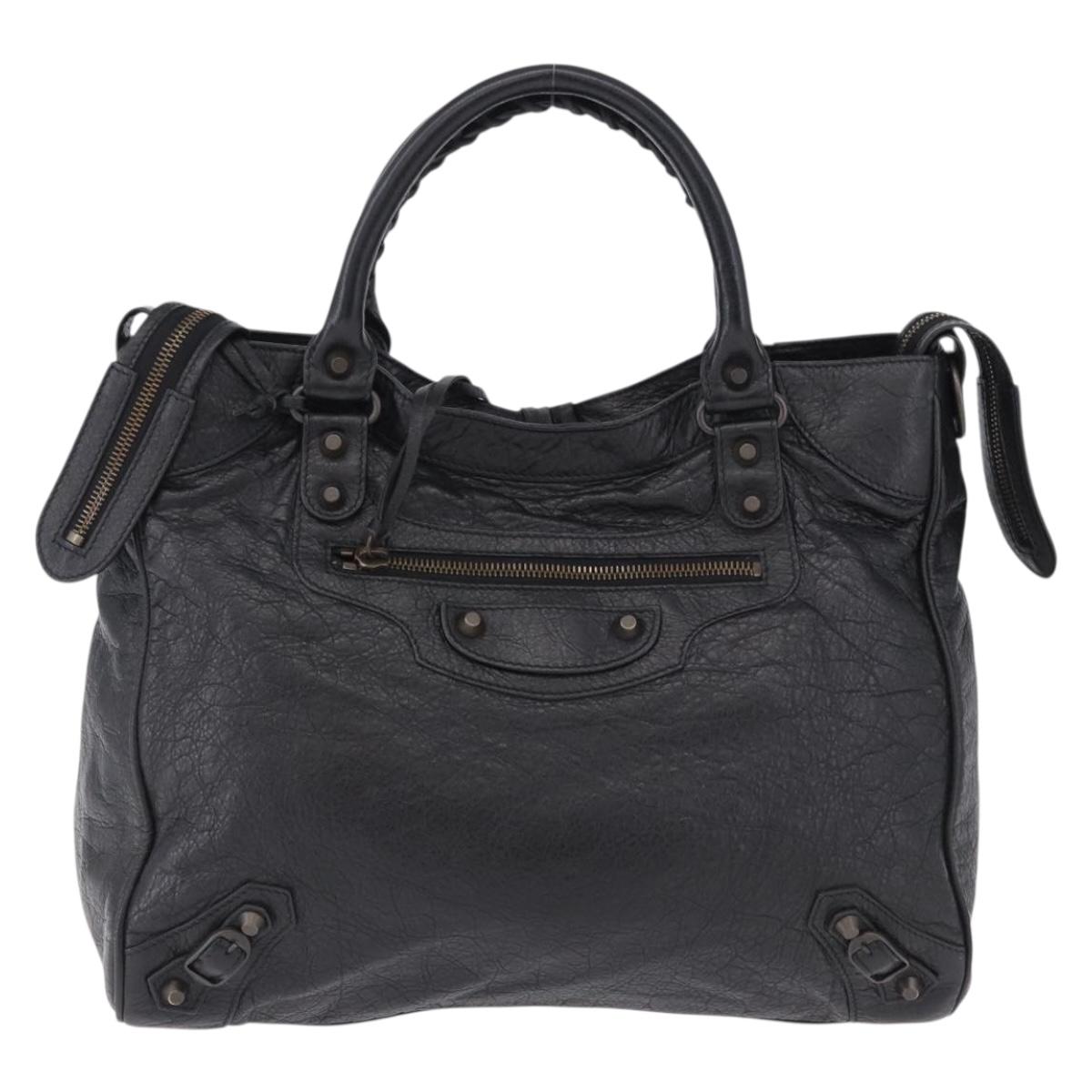 BALENCIAGA The Vero Hand Bag Leather Black 235216 Auth am12018SM