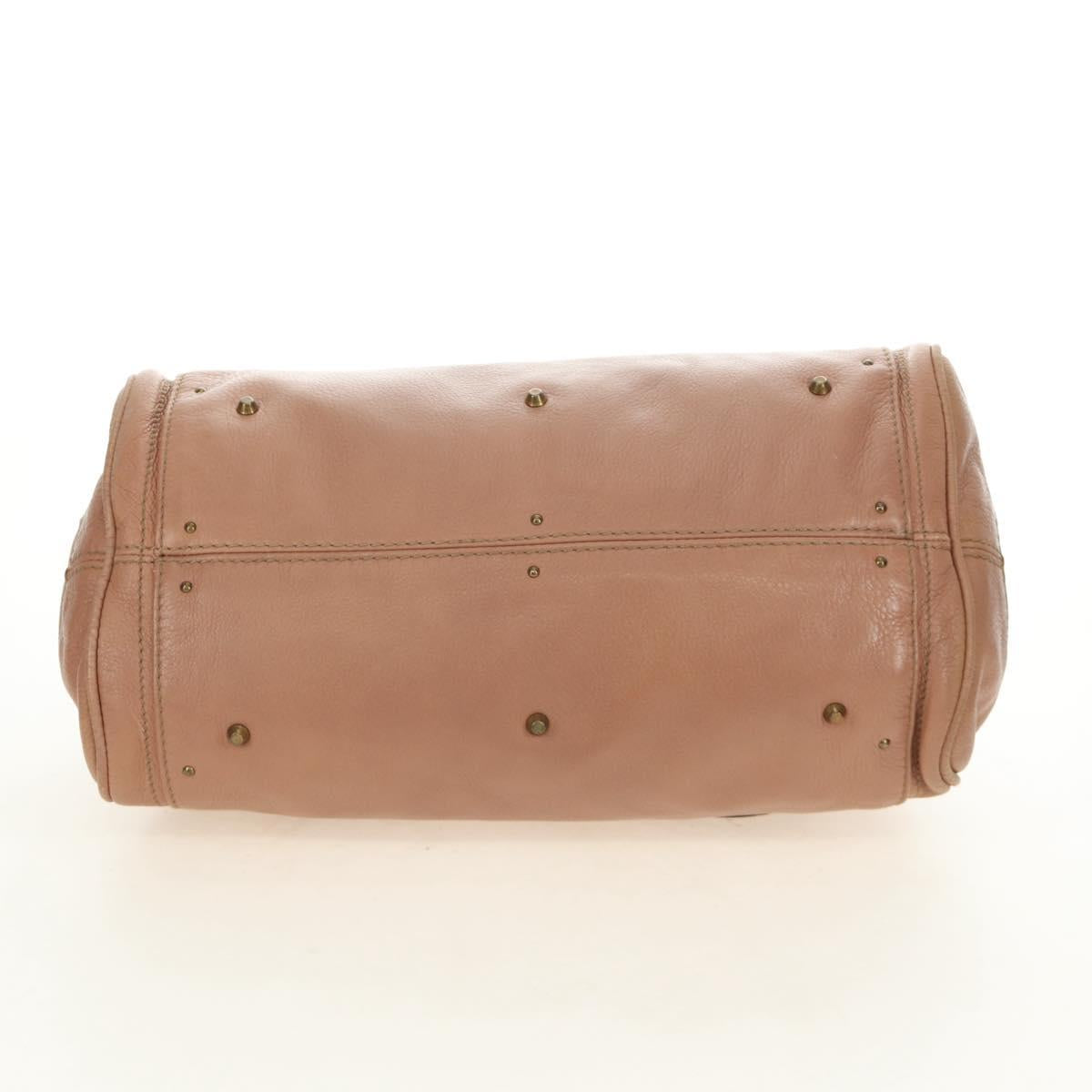 Chloe Paddington Hand Bag Leather Beige Gold Silver Auth am12019V