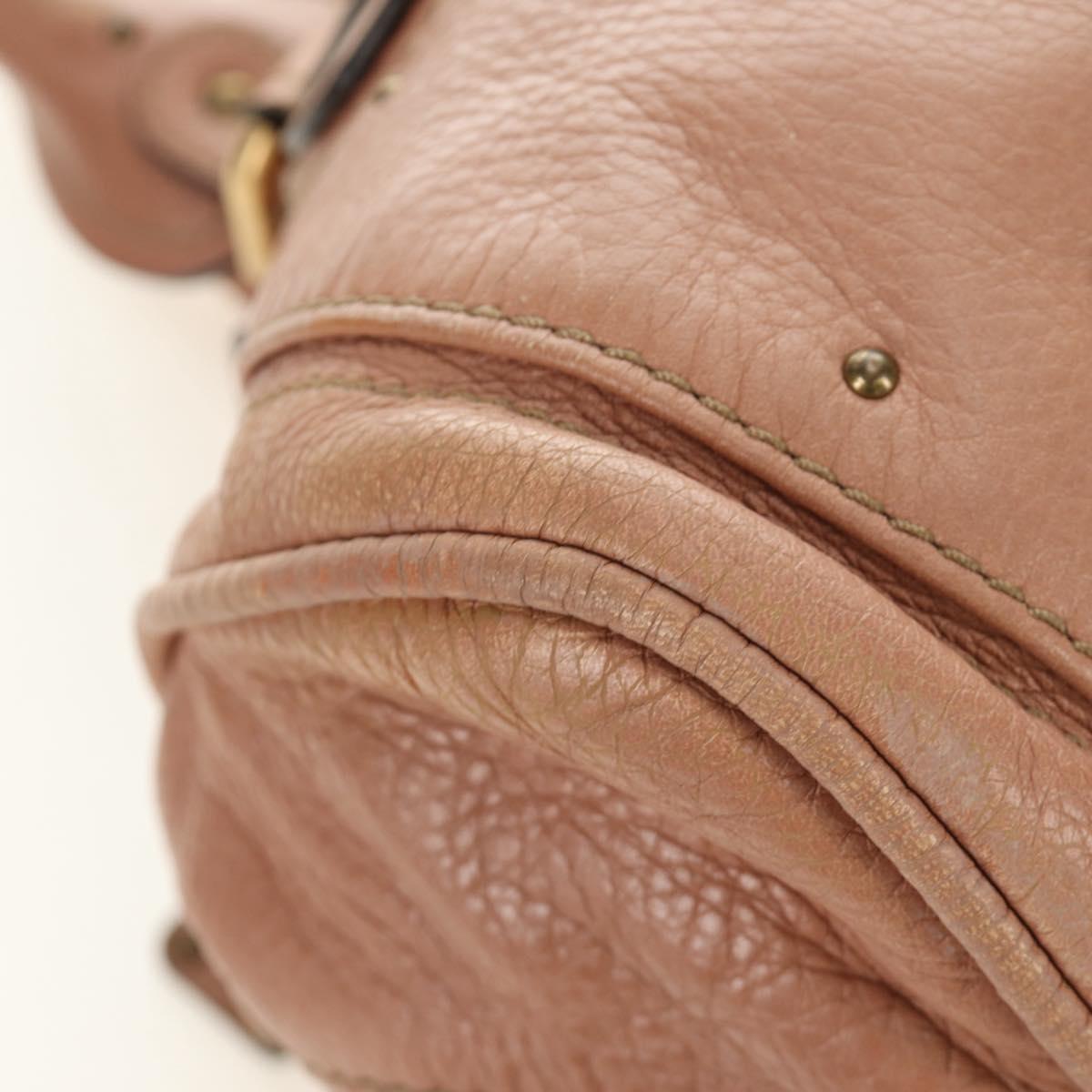 Chloe Paddington Hand Bag Leather Beige Gold Silver Auth am12019V