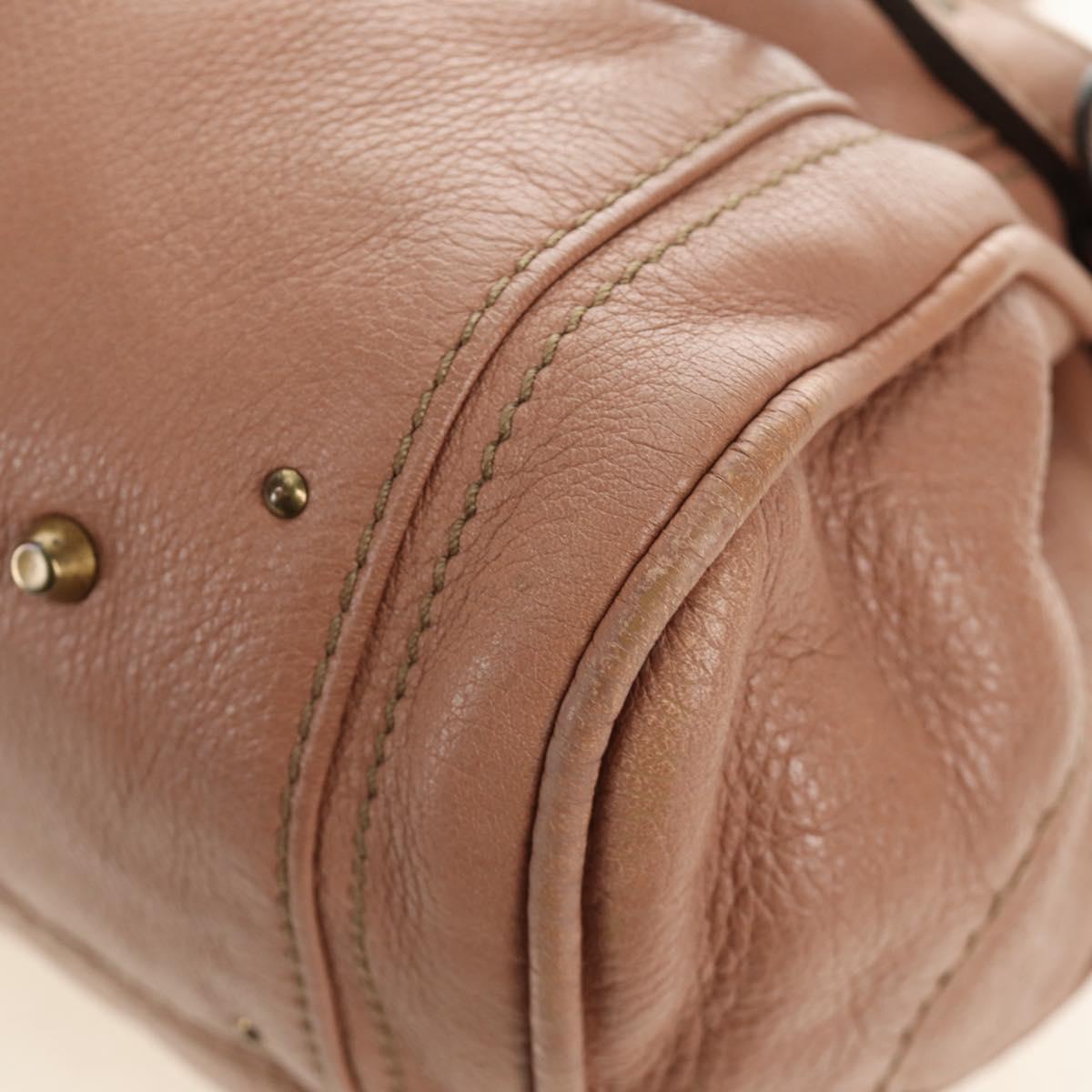 Chloe Paddington Hand Bag Leather Beige Gold Silver Auth am12019V