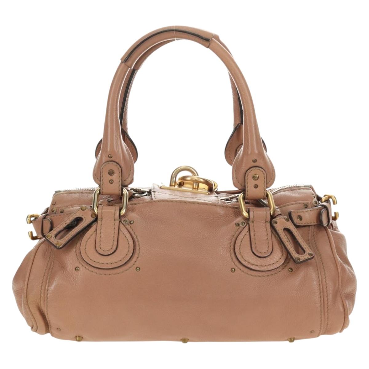 Chloe Paddington Hand Bag Leather Beige Gold Silver Auth am12019V