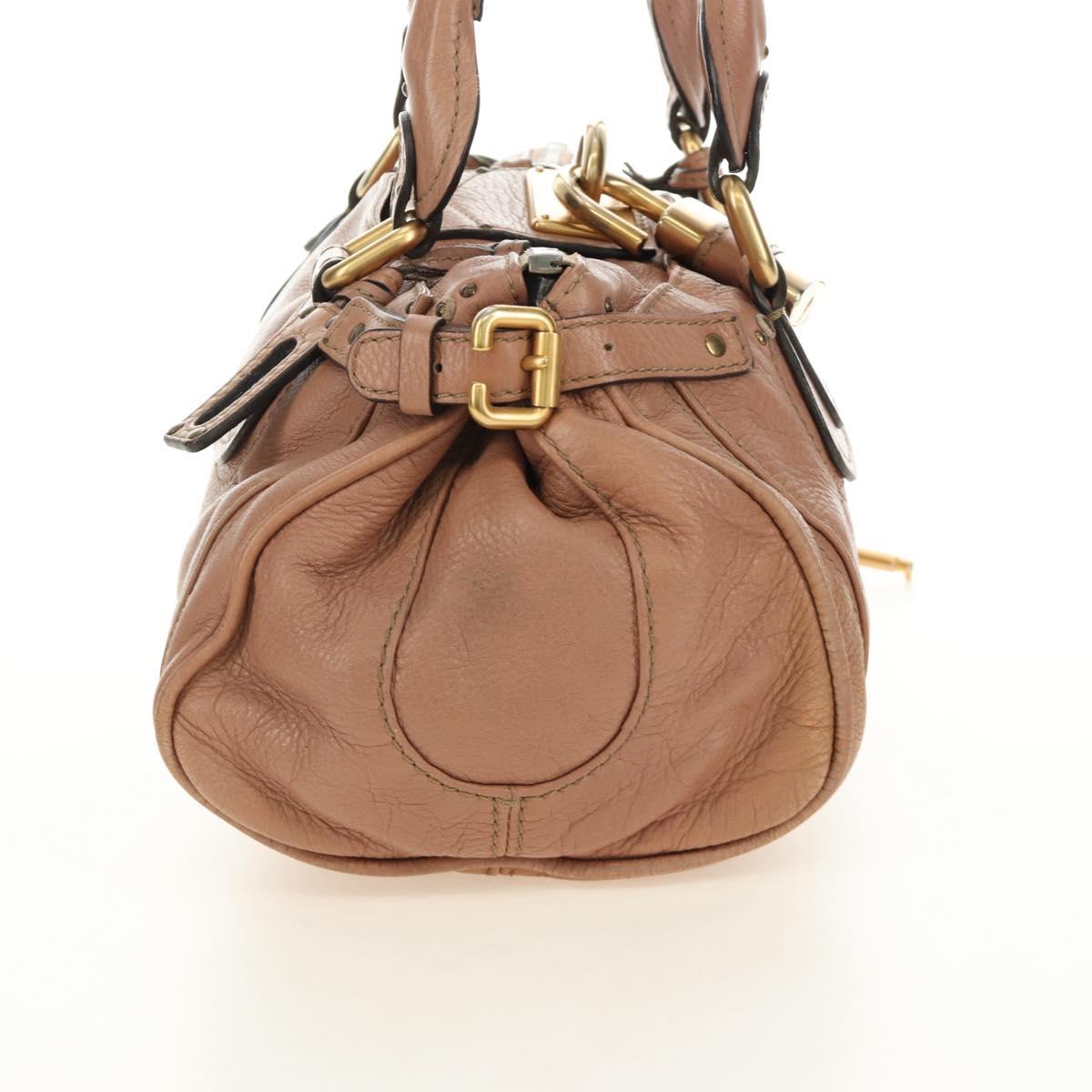 Chloe Paddington Hand Bag Leather Beige Gold Silver Auth am12019V