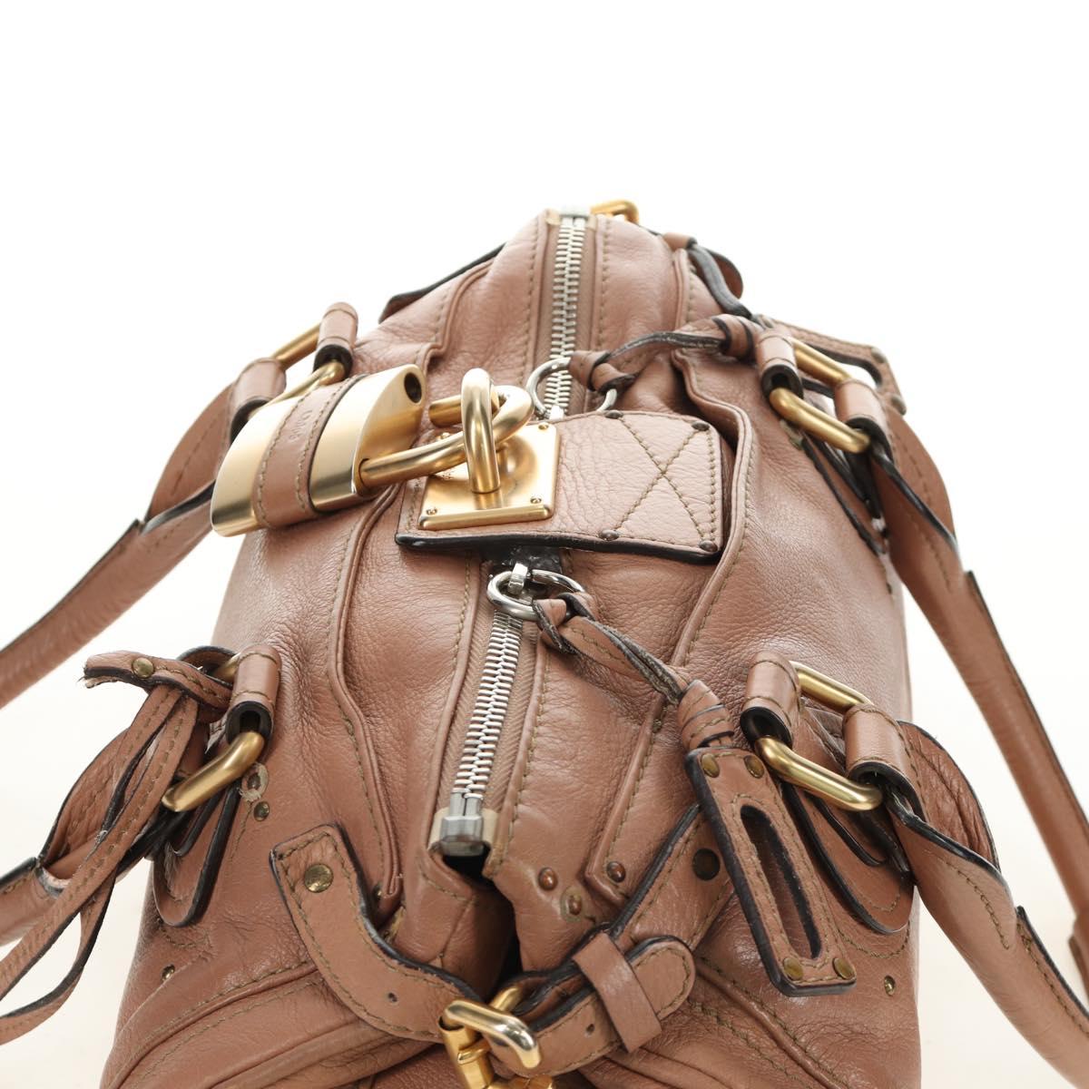 Chloe Paddington Hand Bag Leather Beige Gold Silver Auth am12019V