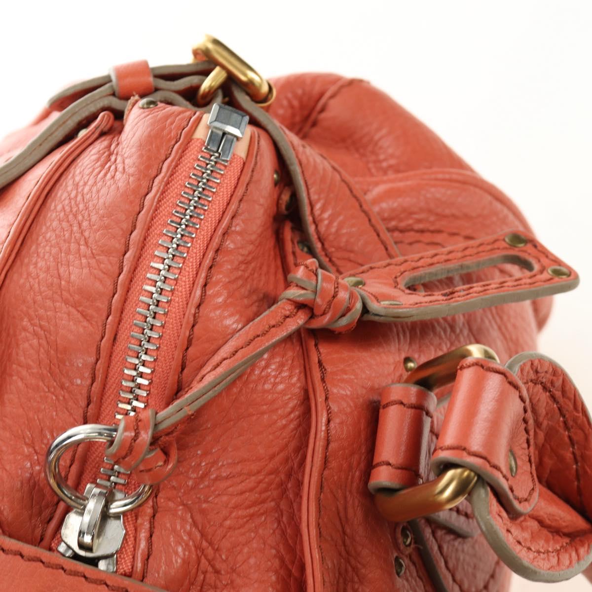 Chloe Paddington Hand Bag Leather Orange Gold Silver Auth am12020SAM
