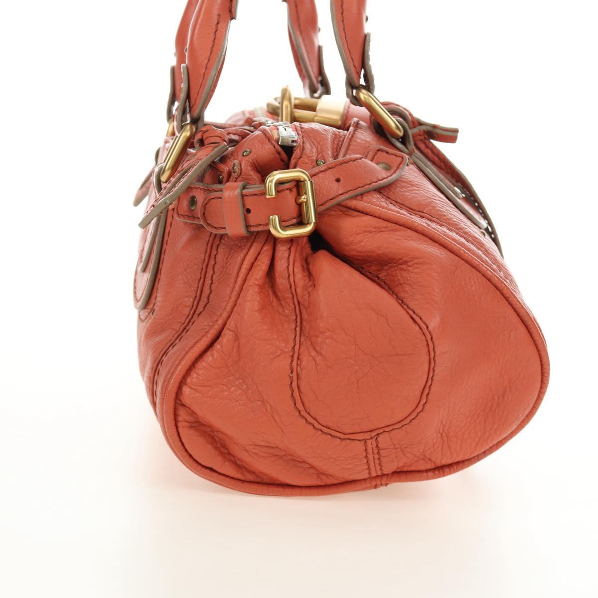 Chloe Paddington Hand Bag Leather Orange Gold Silver Auth am12020SAM