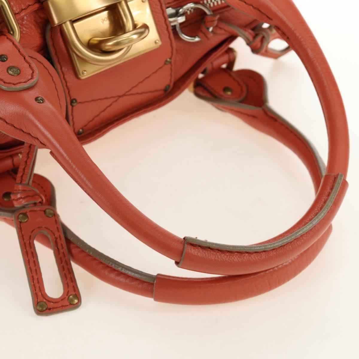Chloe Paddington Hand Bag Leather Orange Gold Silver Auth am12020SAM