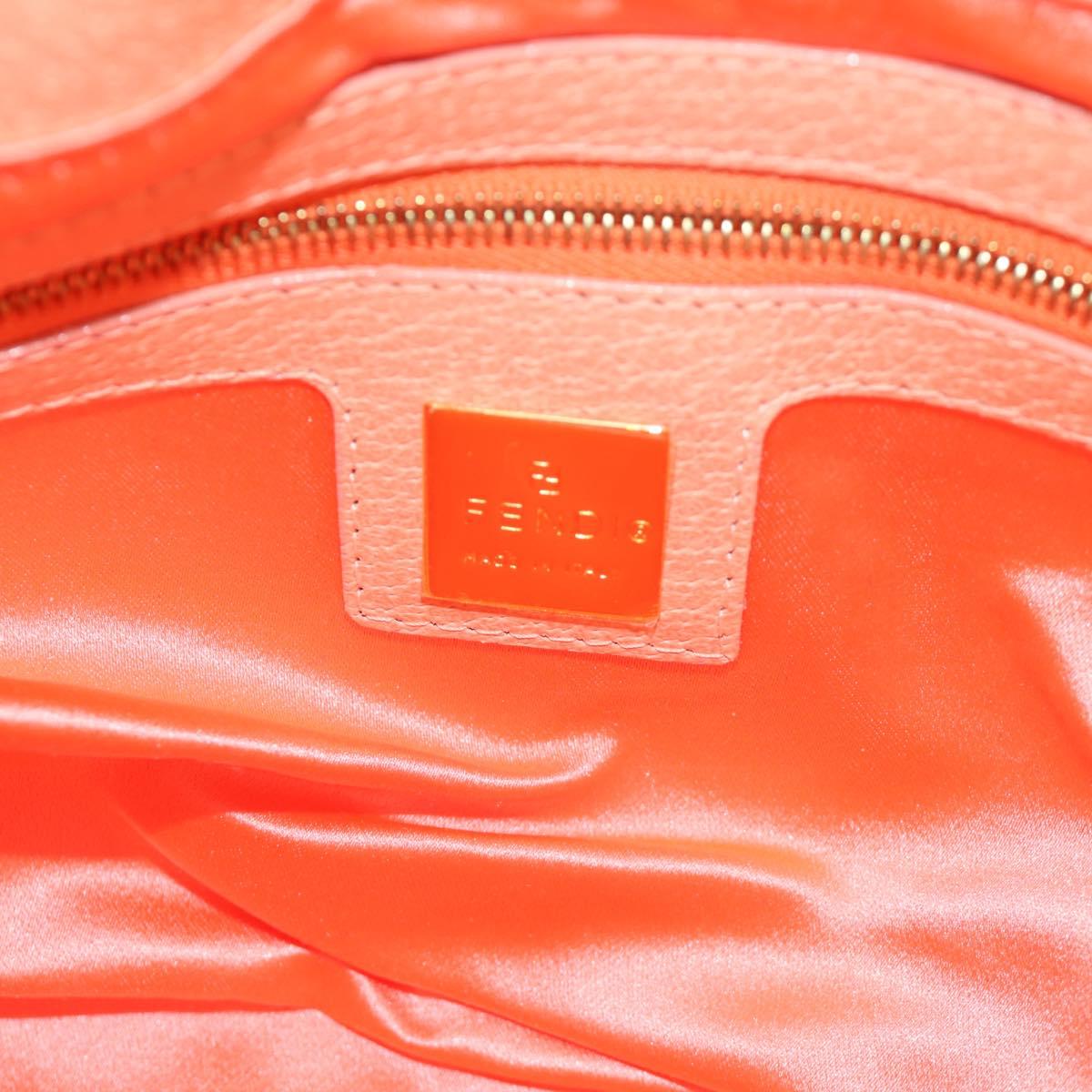 FENDI Mamma Baguette Shoulder Bag Leather Orange Gold Auth am12021SAM