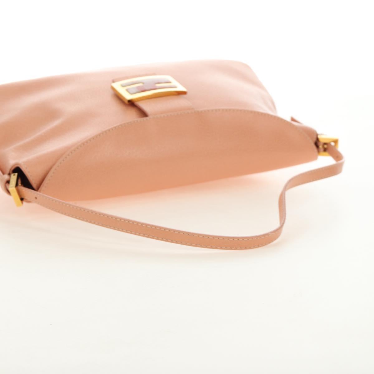 FENDI Mamma Baguette Shoulder Bag Leather Orange Gold Auth am12021SAM