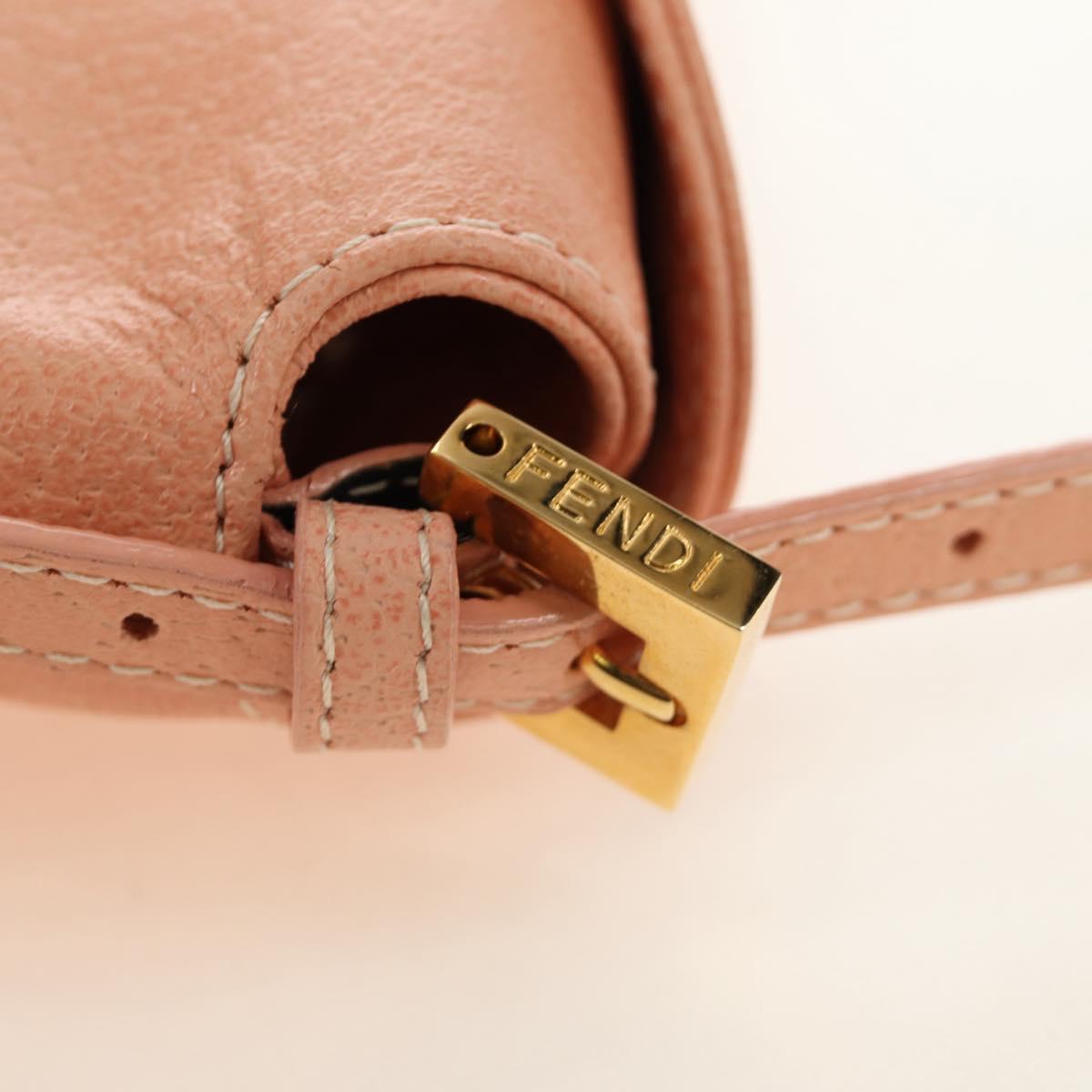 FENDI Mamma Baguette Shoulder Bag Leather Orange Gold Auth am12021SAM