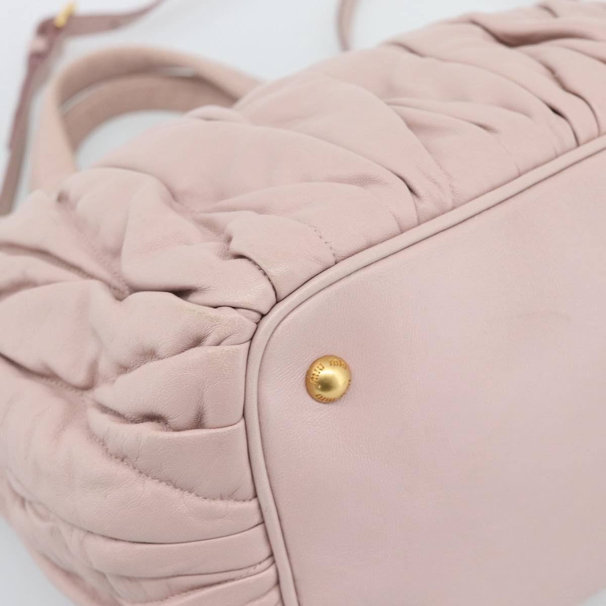 Miu Miu Hand Bag Leather 2way Pink Gold 5BG061 Auth am12025V