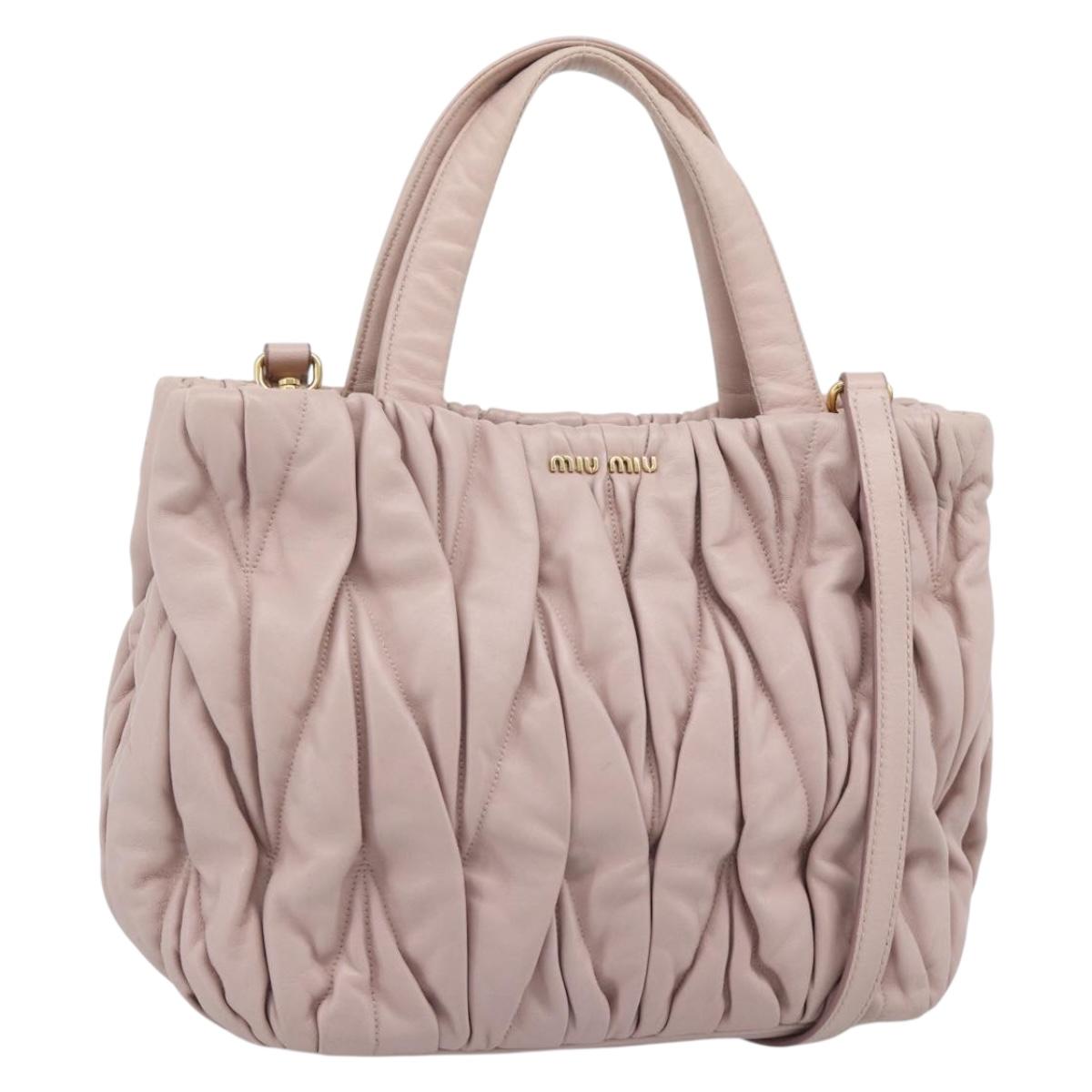 Miu Miu Hand Bag Leather 2way Pink Gold 5BG061 Auth am12025V