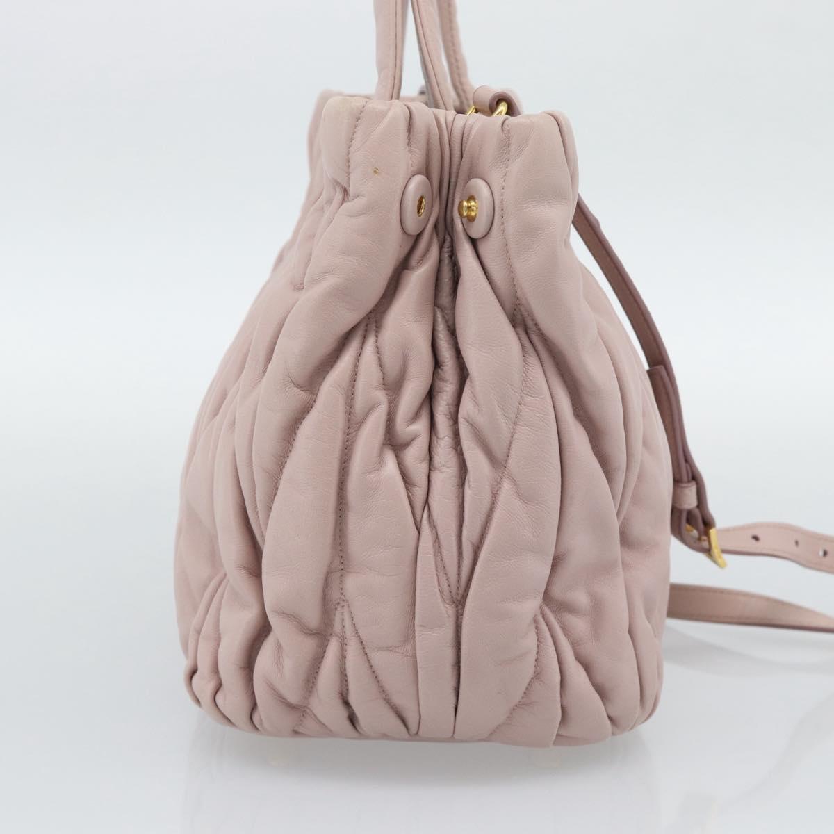 Miu Miu Hand Bag Leather 2way Pink Gold 5BG061 Auth am12025V