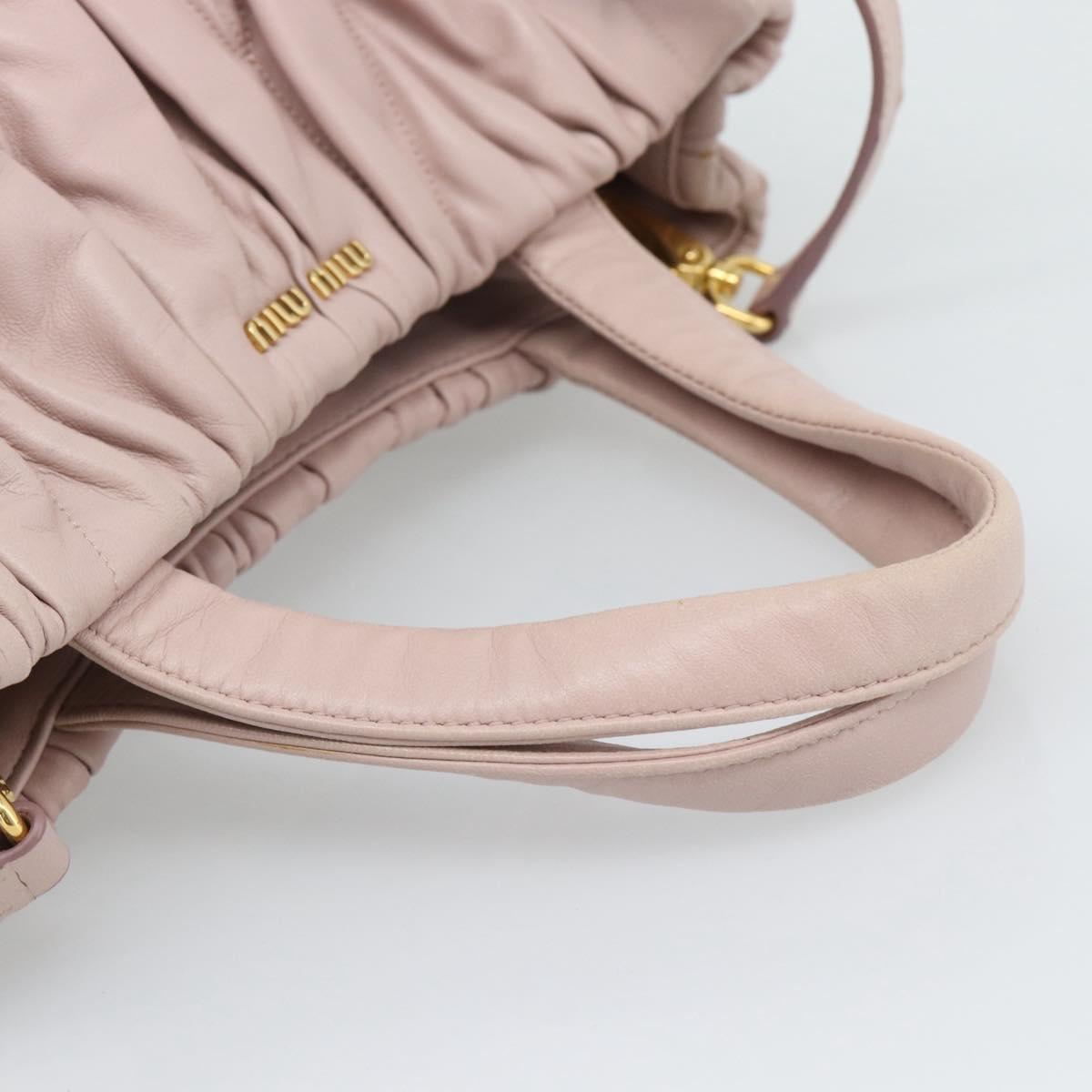 Miu Miu Hand Bag Leather 2way Pink Gold 5BG061 Auth am12025V