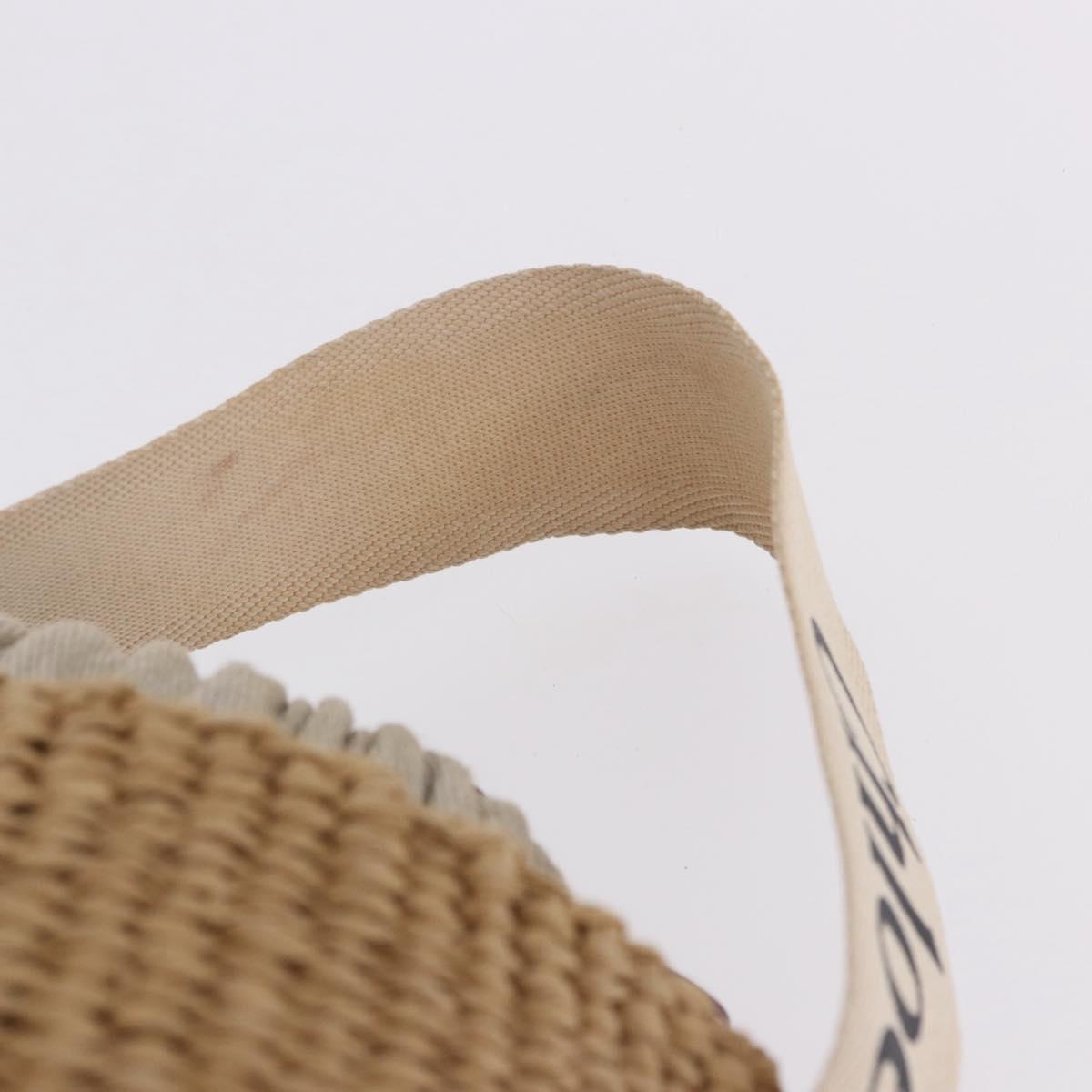 Chloe Woody Small Basket Shoulder Bag Raffia Beige Auth am12028V