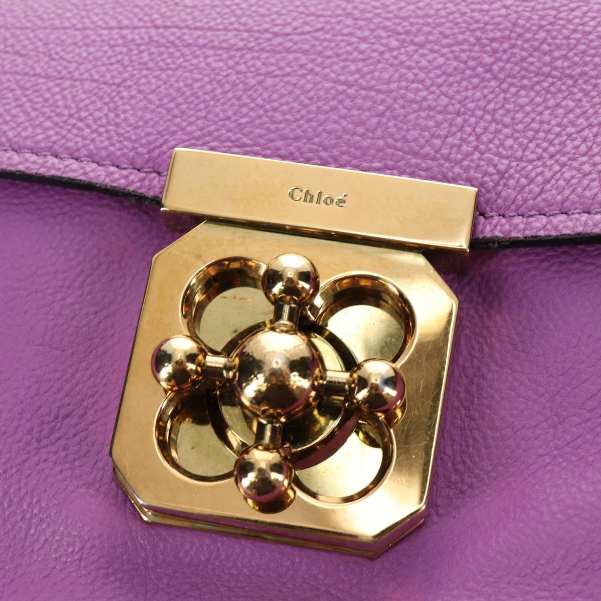 Chloe Elsie Hand Bag Leather 2way Purple Gold Auth am12030V