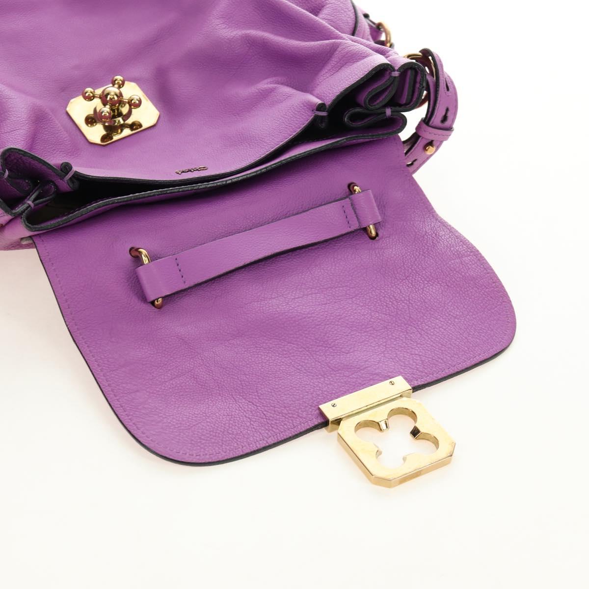 Chloe Elsie Hand Bag Leather 2way Purple Gold Auth am12030V