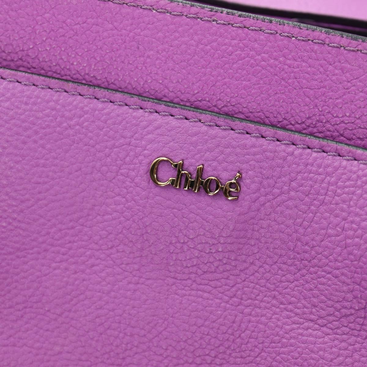 Chloe Elsie Hand Bag Leather 2way Purple Gold Auth am12030V